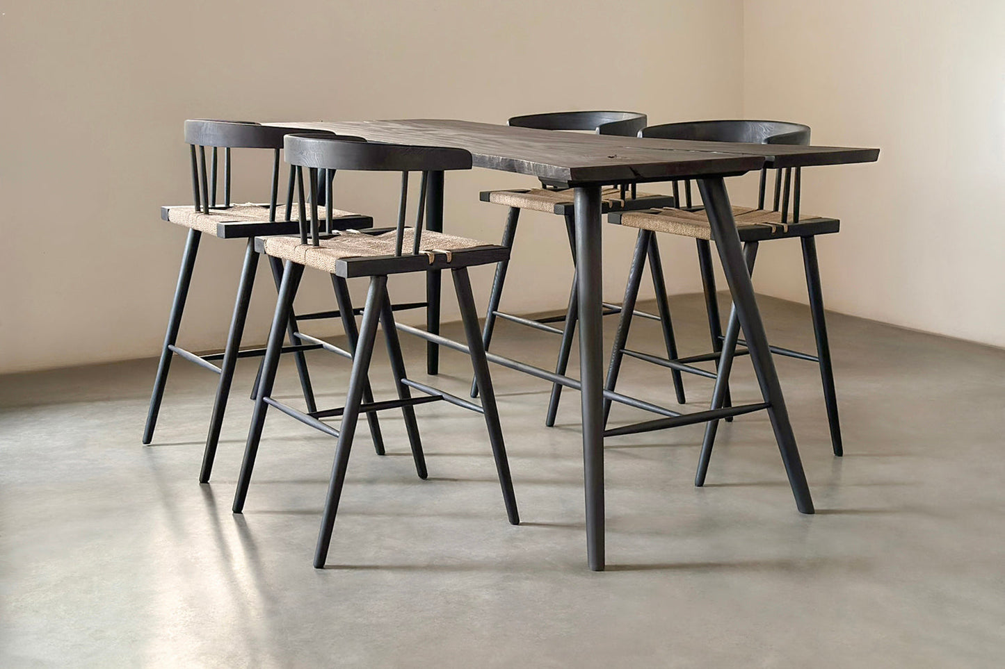 Jute Harmony Bar Stool - Black stained white ash