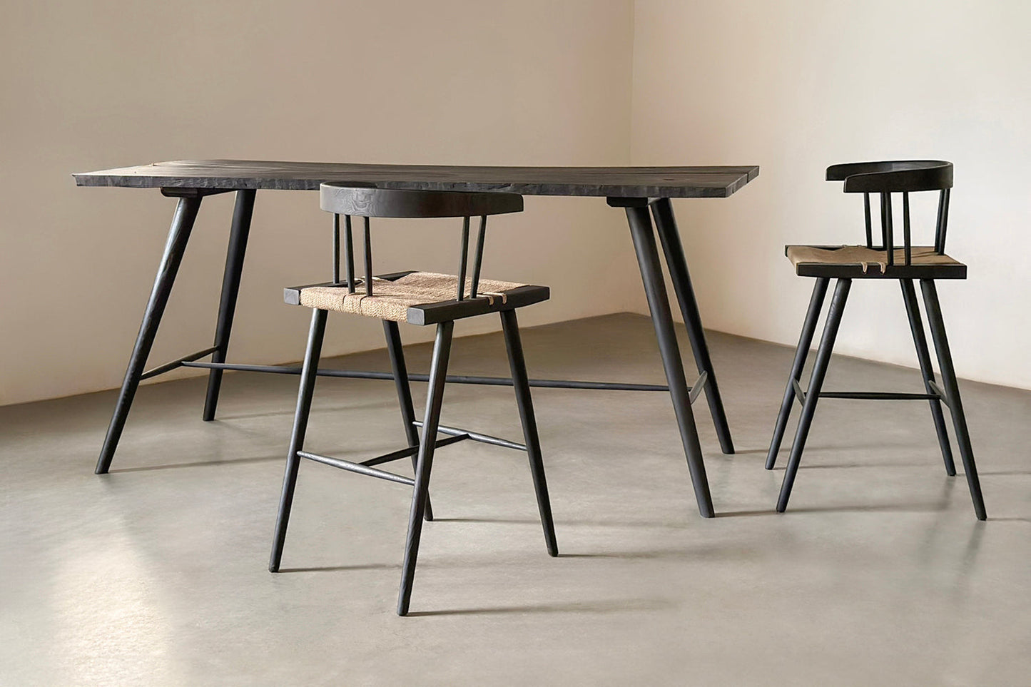 Jute Harmony Bar Stool - Black stained white ash