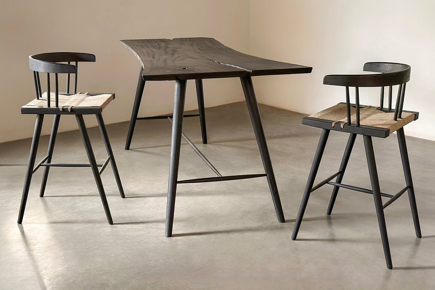 Jute Harmony Bar Stool - Black stained white ash