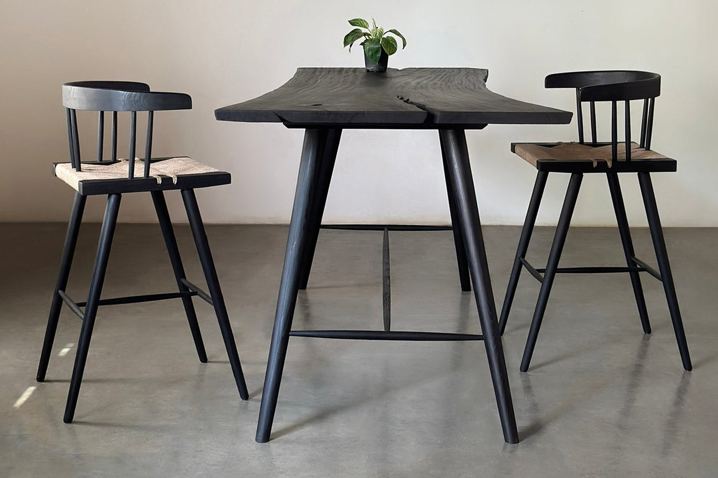 Jute Harmony Bar Stool - Black stained white ash