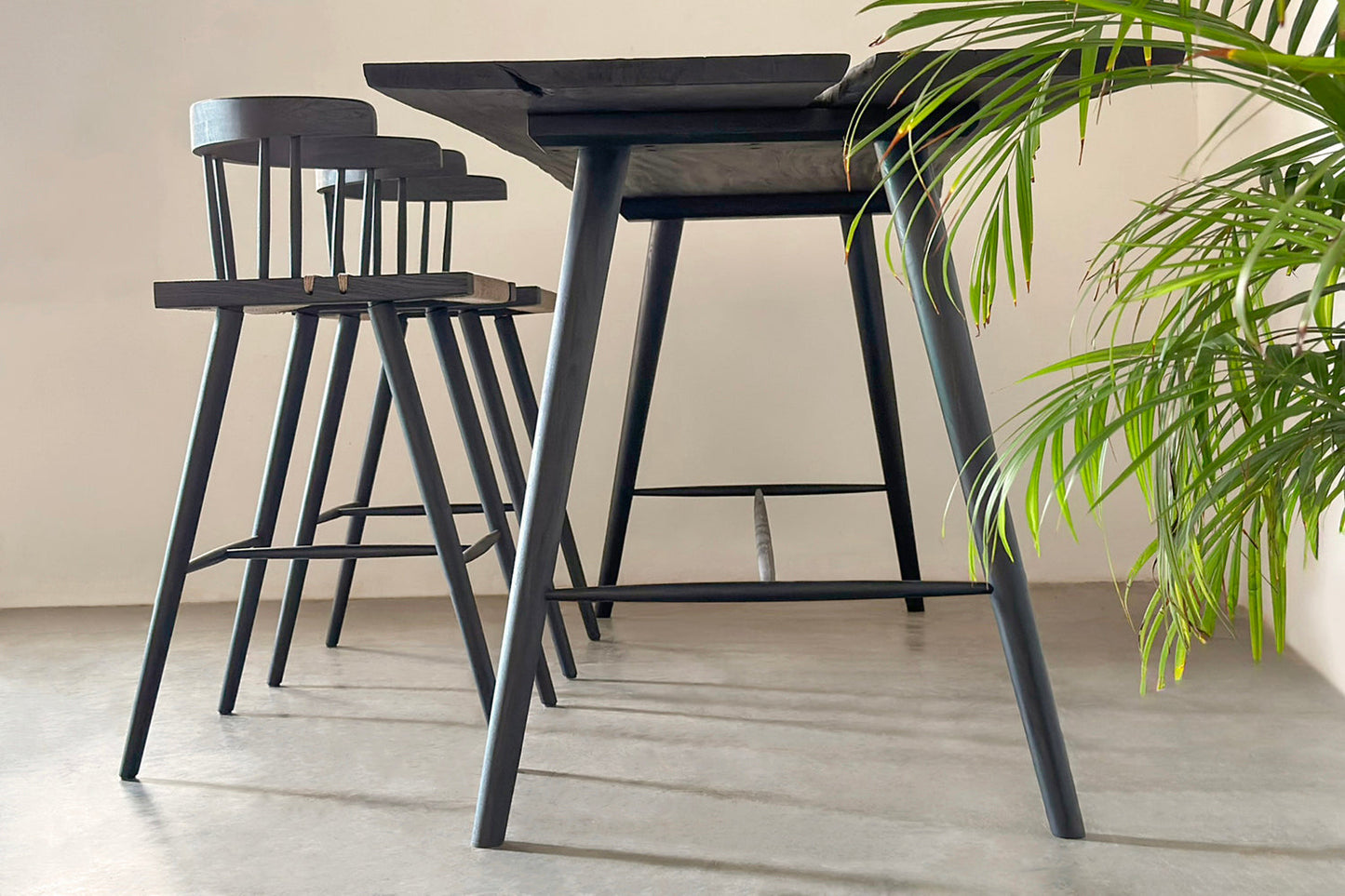 Jute Harmony Bar Stool - Black stained white ash