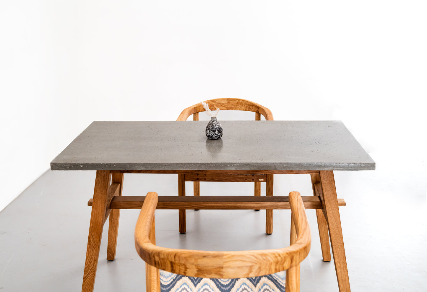 Easel Dining Table Concrete - White Oak base