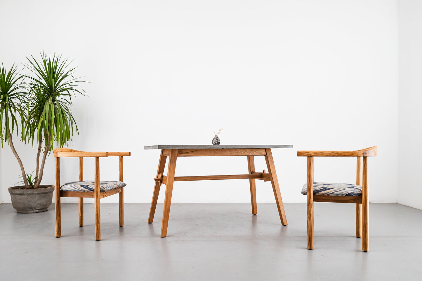 Easel Dining Table Concrete - White Oak base
