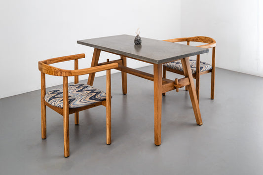 Easel Dining Table Concrete - White Oak base